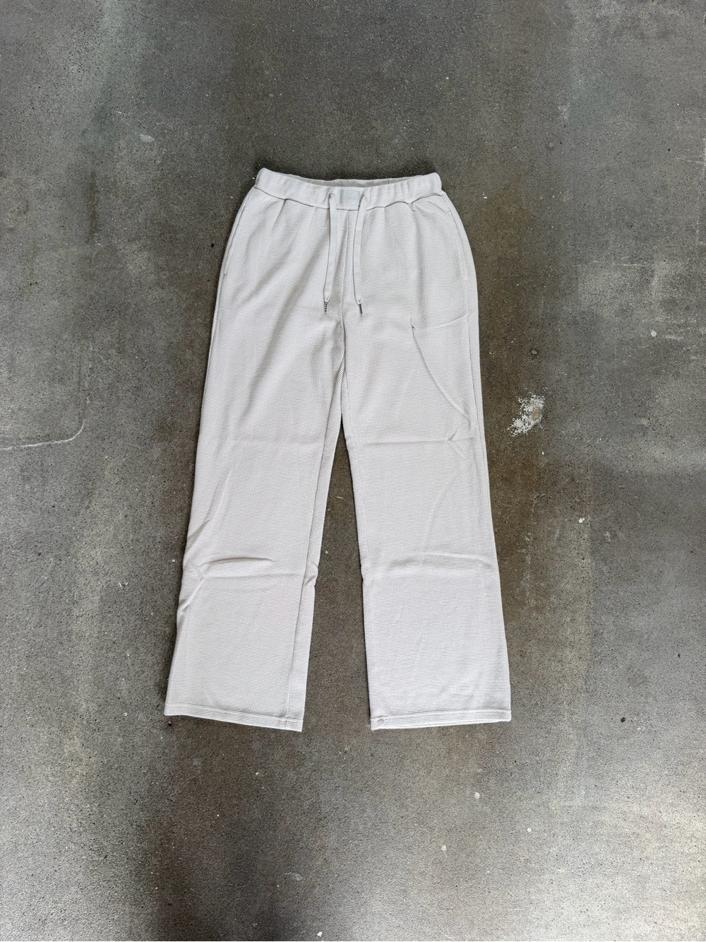 Comfrt Unisex Waffle Knit Lounge Pant High Rise in Ivory Size Large Loungewear - Picture 7 of 11